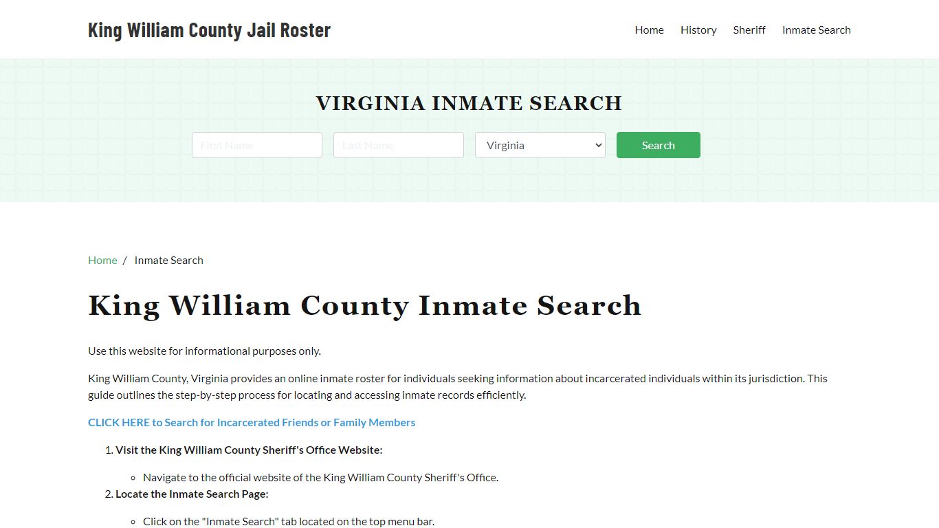 King William County, VA Detainee Lookup