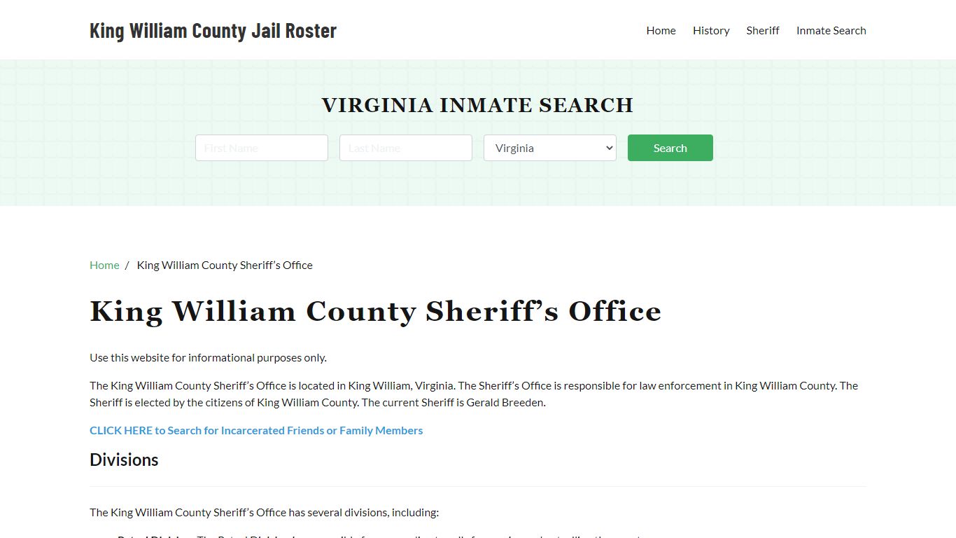 King William County Sheriff Office, VA, Arrest Warrants Search